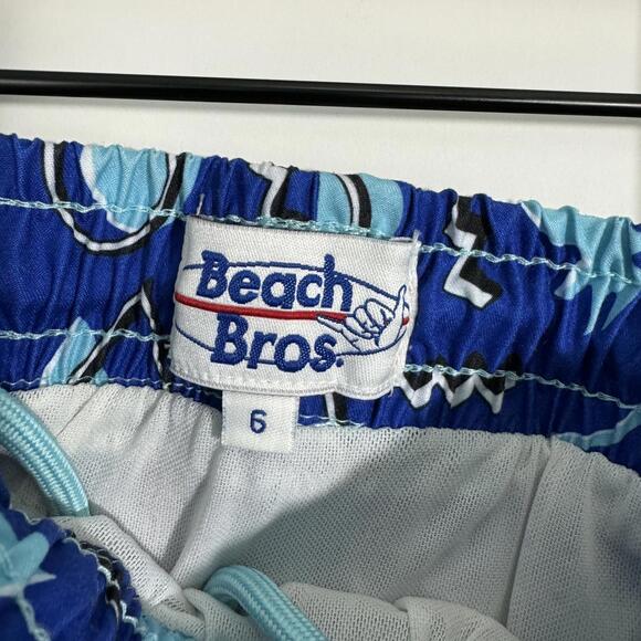 Beach Bros Little Boy Size 6 Blue 80's Retro Pineapple Print Swim Trunks Shorts - Picture 4 of 8